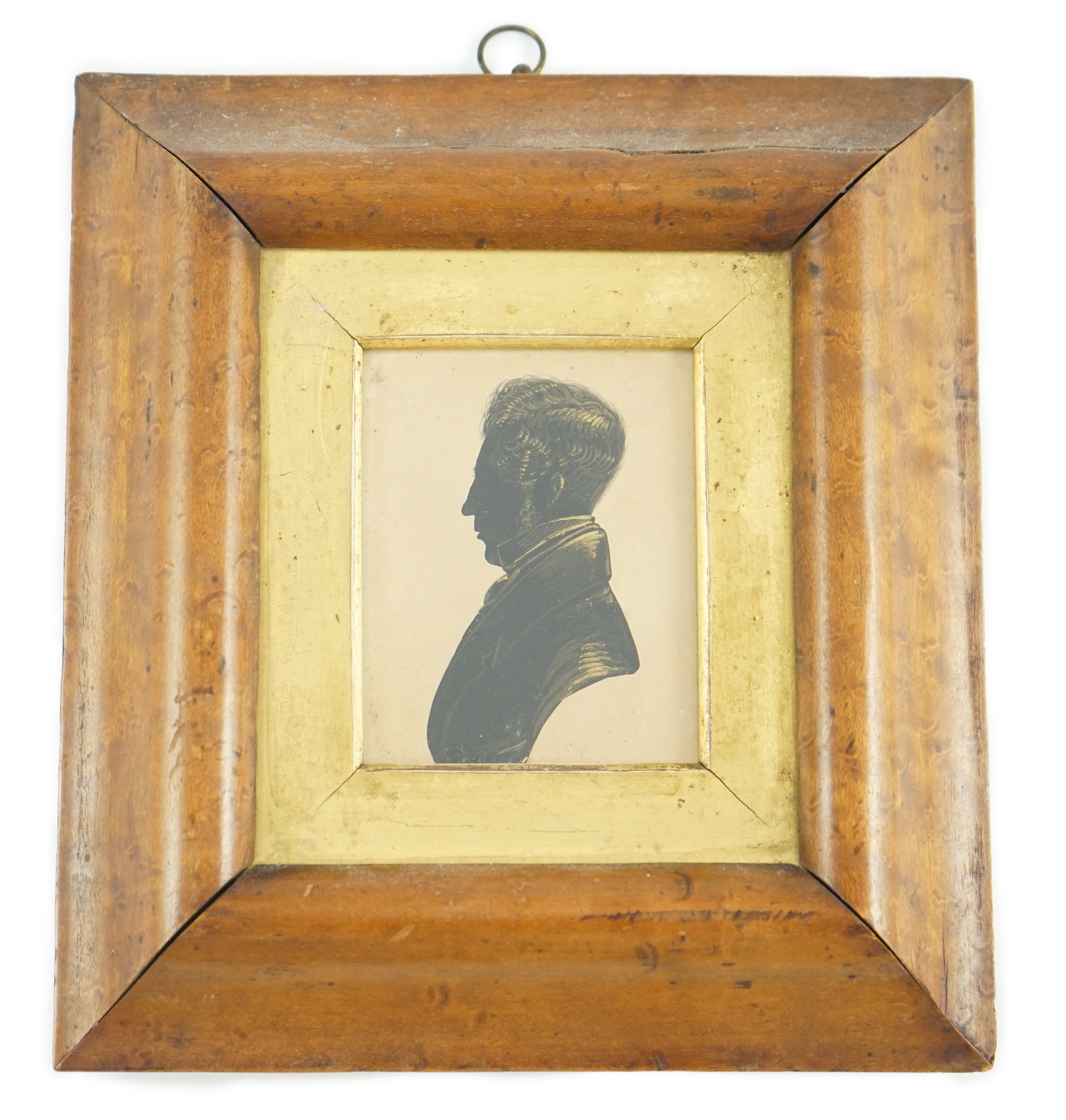 Victorian School, Silhouette of a gentleman, bronzed and cut paper, 7.5 x 6cm.
